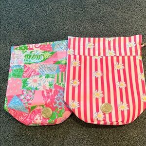 Lilly Pulitzer Pink Daisy Stripe & Patchwork Pool Pouch Set